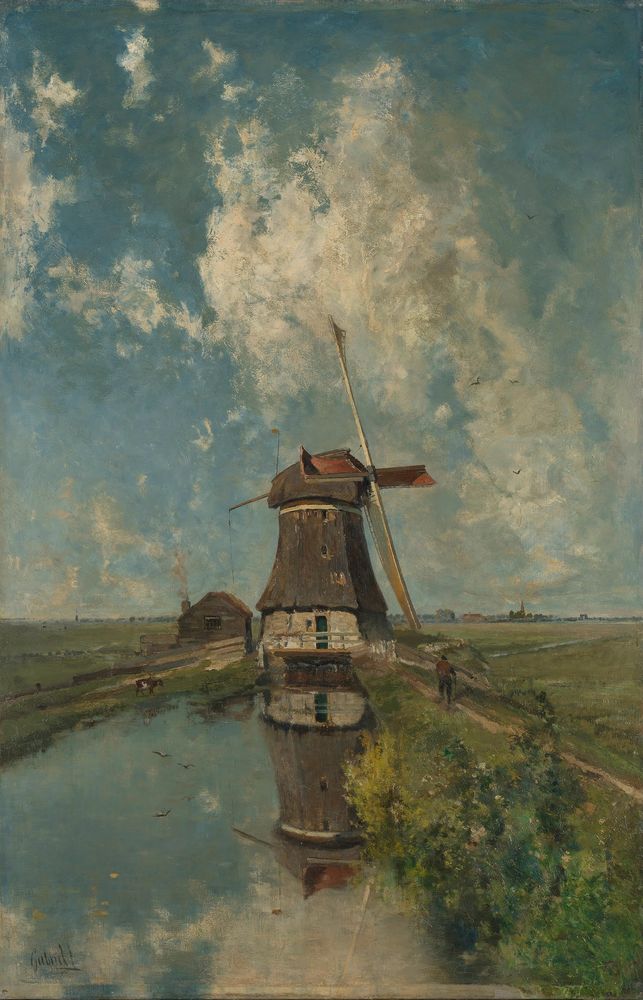 Een molen aan een poldervaart, bekend als ‘In de maand juliâ€?- by Paul Gabriël