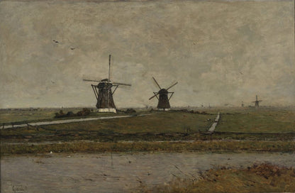 Polder with Mills near Overschie - by Paul Gabriël