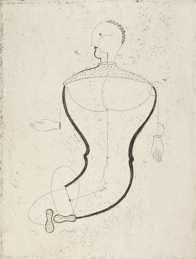 Abstract Figure, Facing Left: Figure S, from the Masters' Portfolio of the Staatliches Bauhaus, 1923, - by Oskar Schlemmer