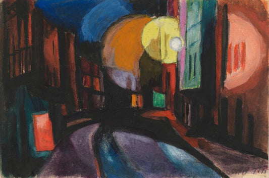 City Scene at Night - by Oscar Florianus Bluemner