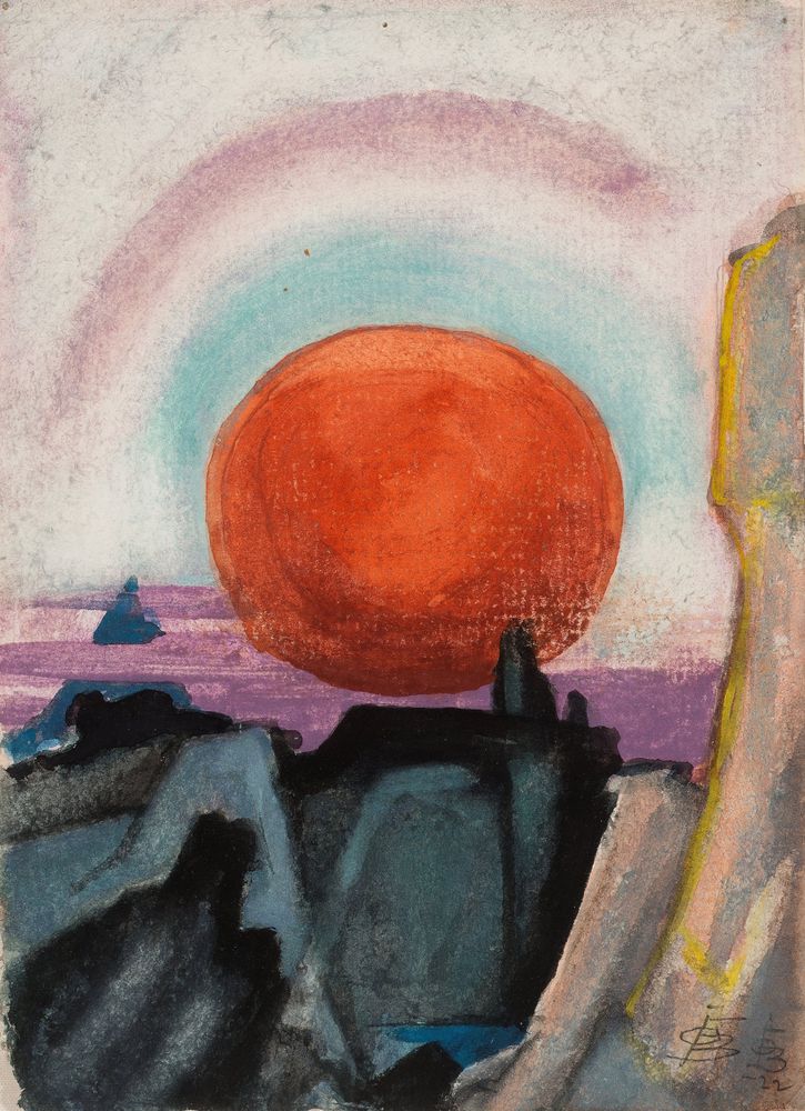 Earth Sets on Moon - by Oscar Florianus Bluemner