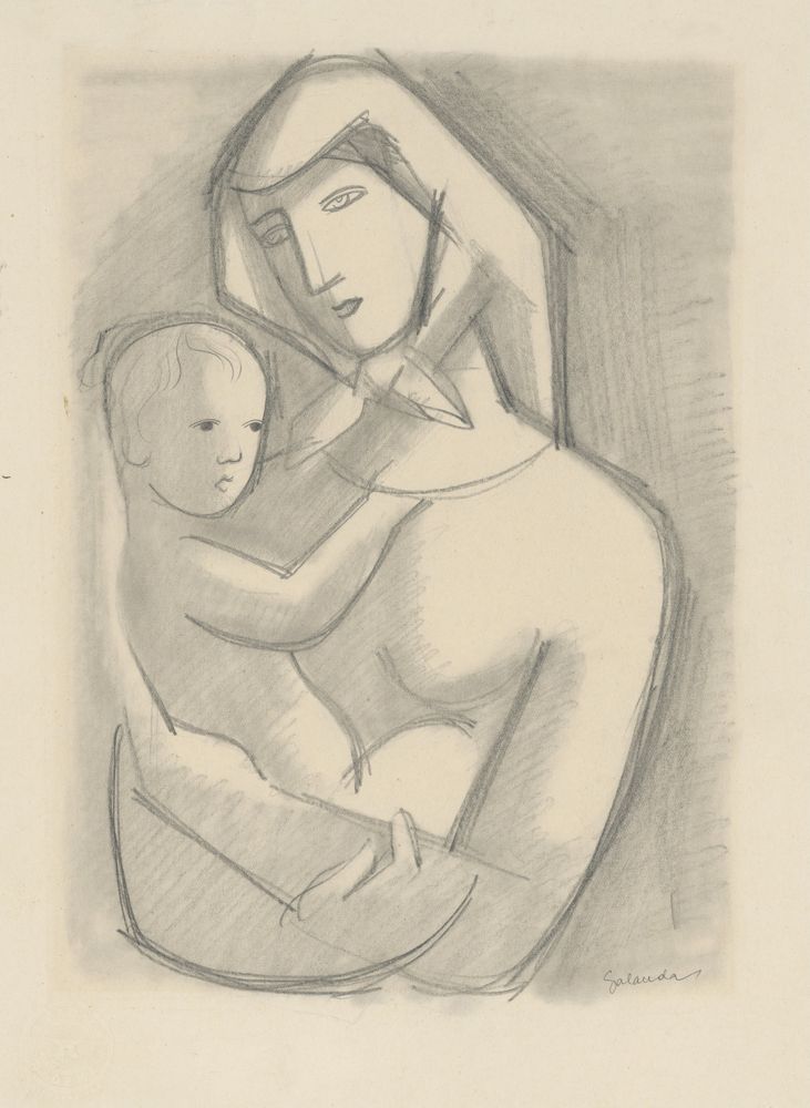 Mother With a Scarf And the Baby - by Mikuláš Galanda