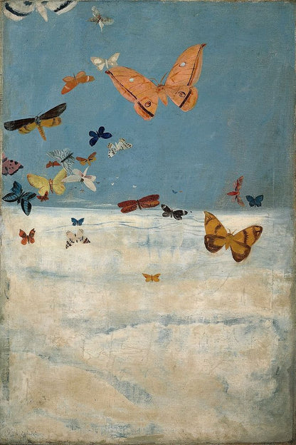 Butterflies Flying above Clouds - by Migishi Kōtarō