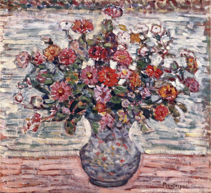 Flowers in a Vase (Zinnias) - by Maurice Prendergast