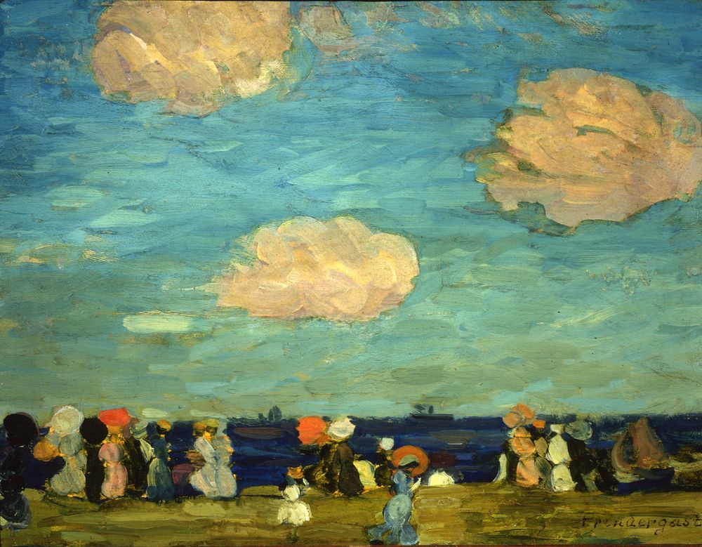 Seashore with Figures - by Maurice Prendergast