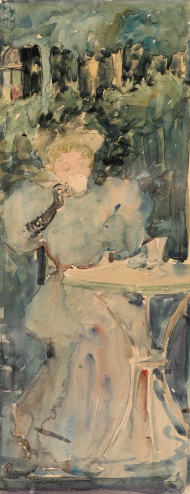 Woman Drinking Tea - by Maurice Prendergast