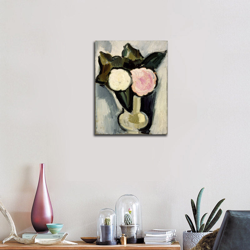 Pink and White Flowers in a Vase - by Marsden Hartley