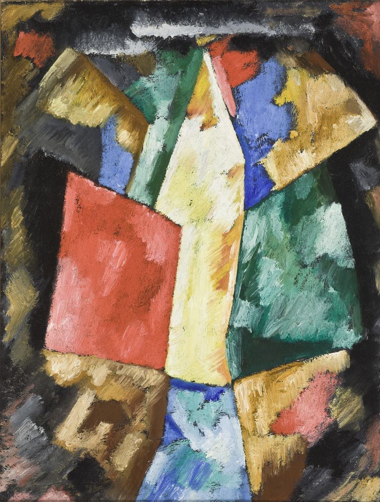 Abstraction: Blue, Yellow and Green - by Marsden Hartley