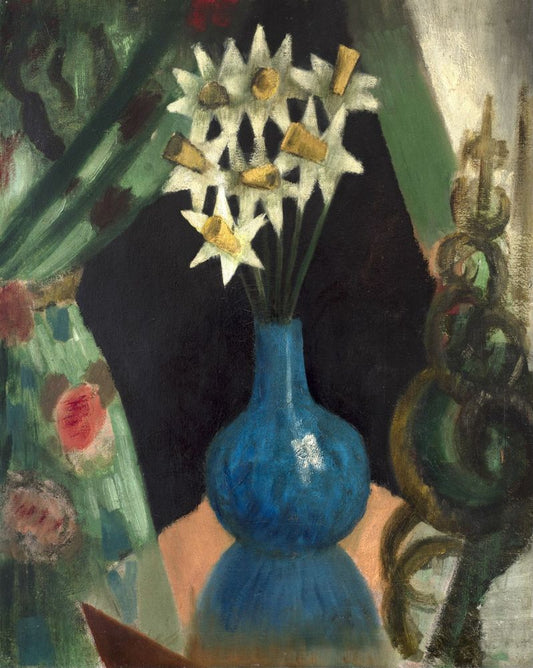 Daffodils in a Blue Bottle - by Mark Gertler