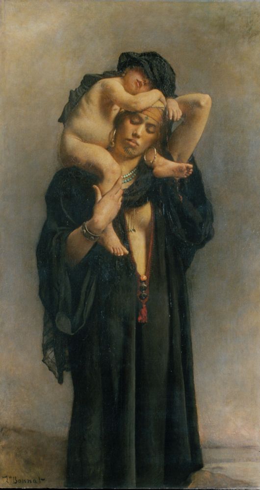 An Egyptian Peasant Woman and Her Child - by Léon Bonnat