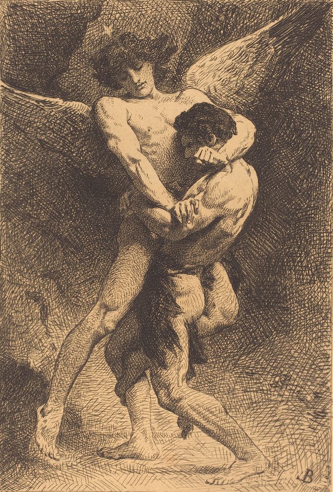 La Lutte de Jacob (Jacob Wrestling with the Angel) - by Léon Bonnat