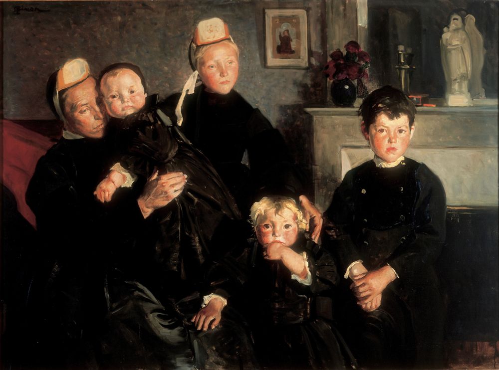 Famille bigoudène en deuil - by Lucien Simon