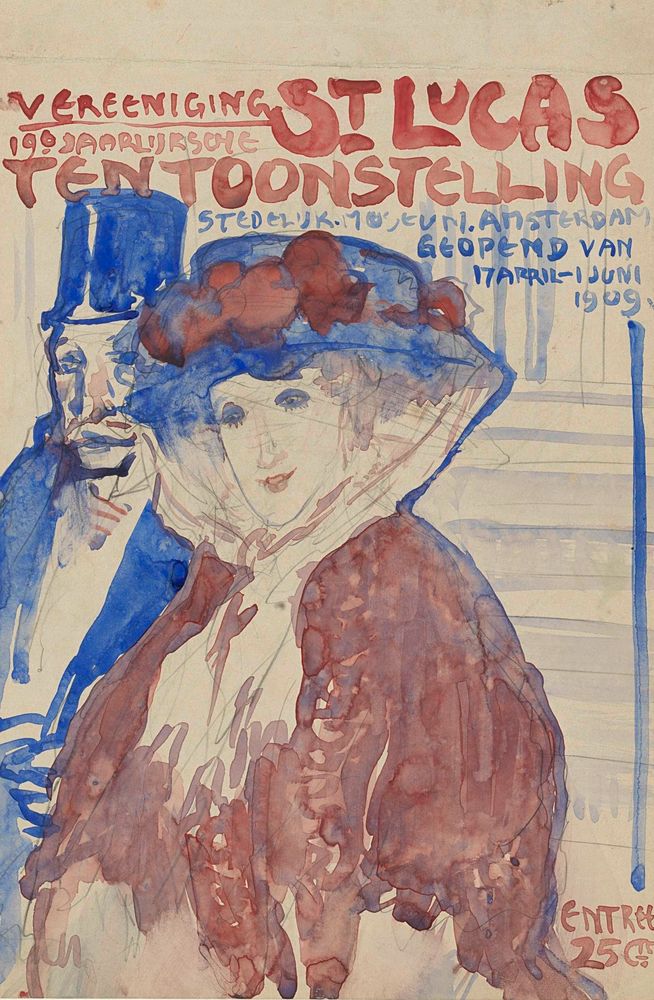 Ontwerp voor de afiche van de 19e jaarlijkse Tentoonstelling van Vereening St. Lukas in het Stedelijk Museum te Amsterdam - by Leo Gestel