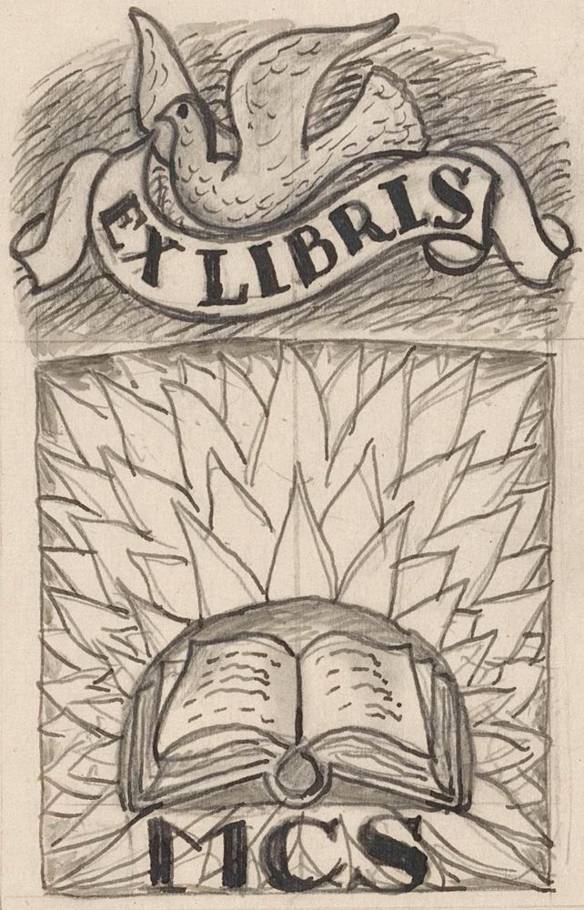 Ontwerp voor een ex libris van MCS - by Leo Gestel