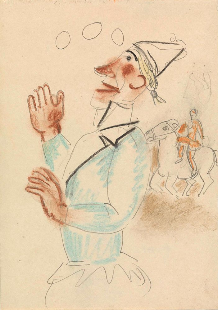 Clown en ruiter te paard - by Leo Gestel