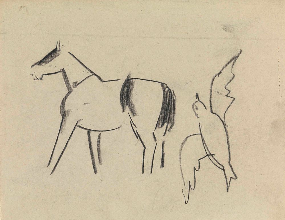 Paard en vogel - by Leo Gestel