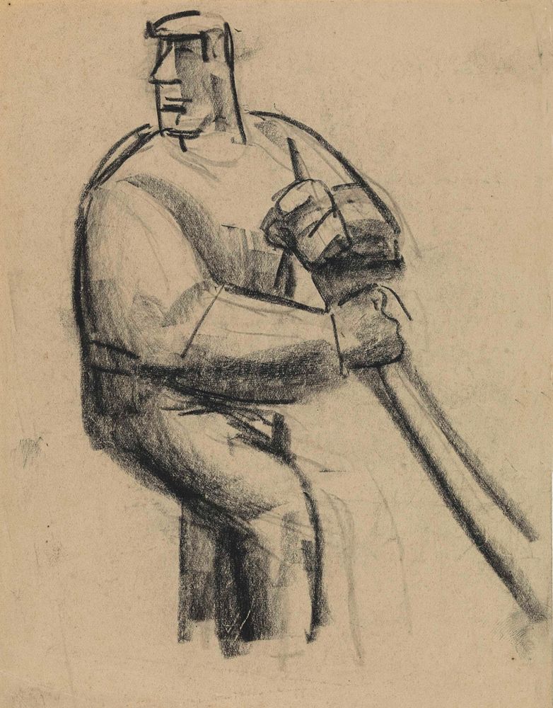 Man met stok in de hand - by Leo Gestel