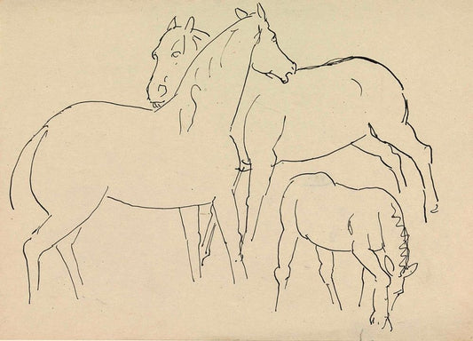 Twee paarden en een veulen - by Leo Gestel