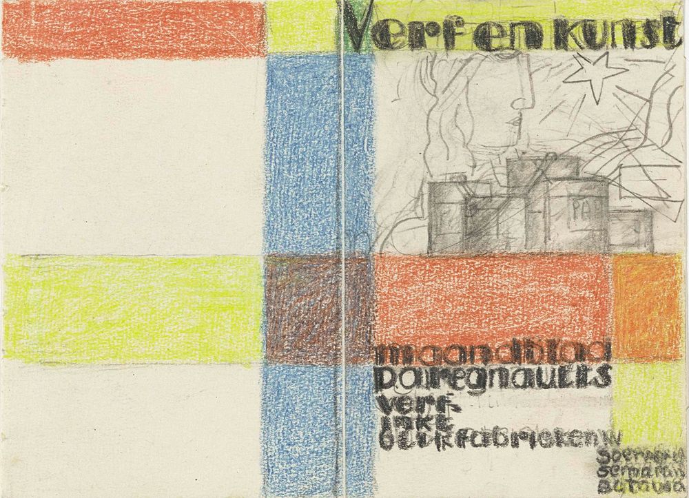 Maandblad Verf en Kunst van P.A. Regnault (ontwerp in kleur) - by Leo Gestel