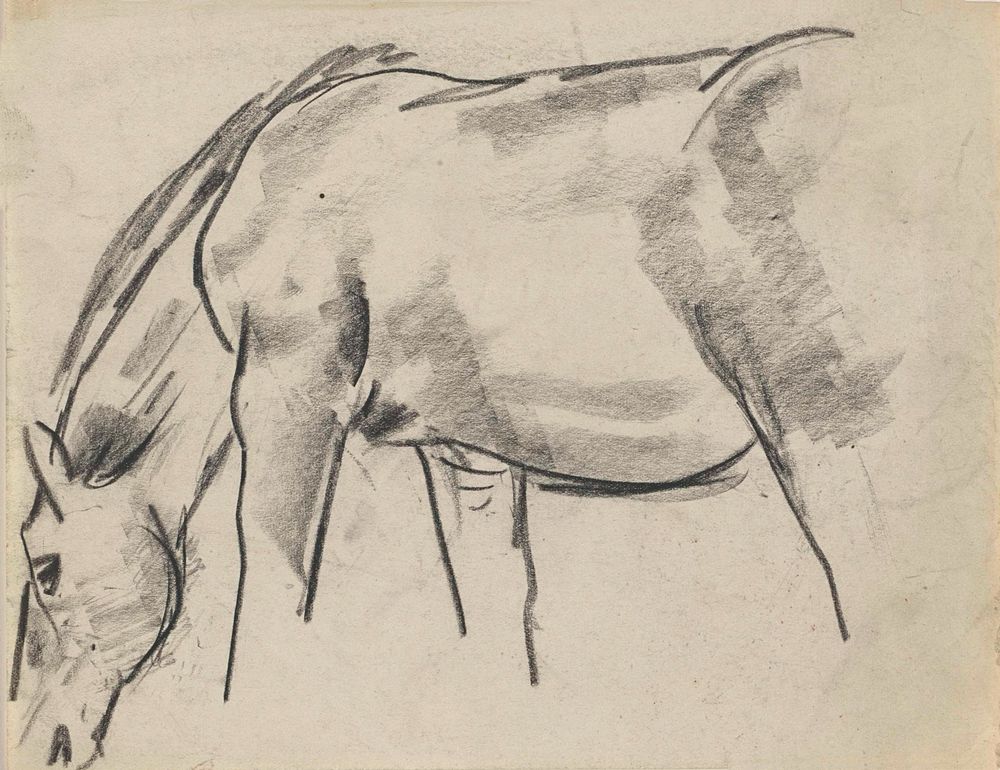 Grazend paard - by Leo Gestel