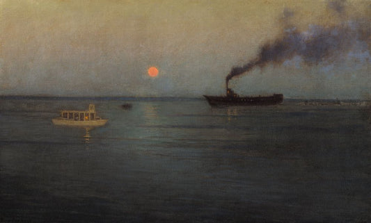 Rosy Moon Off Charleston Harbor - by L. Birge Harrison