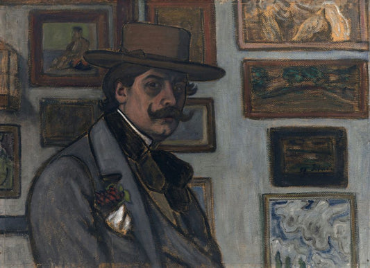 Self-Portrait in a brown hat - by József Rippl-Rónai