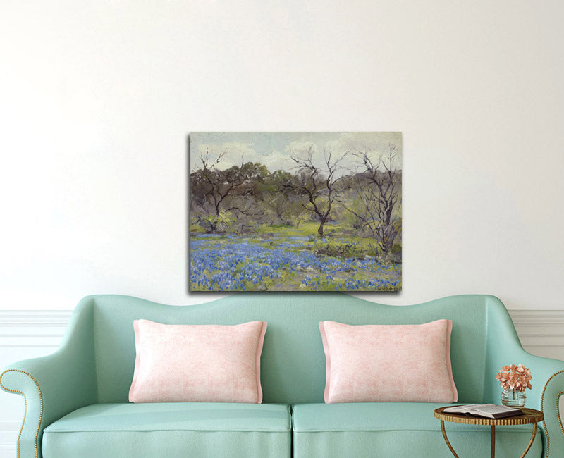 Early Spring—Bluebonnets and Mesquite - by Julian Onderdonk