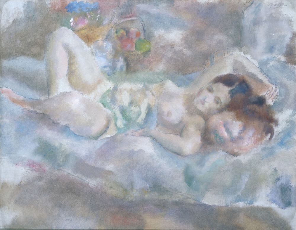 Resting Eliane [Eliane couché] - by Jules Pascin