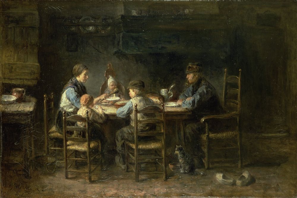 Peasant family at the table - by Jozef Israëls