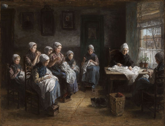 Sewing School at Katwijk - by Jozef Israëls