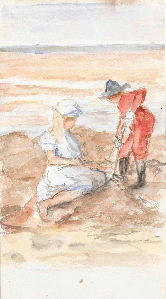 Kinderen spelend aan het strand - by Jozef Israëls