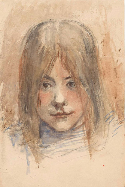 Portret van een meisje - by Jozef Israëls