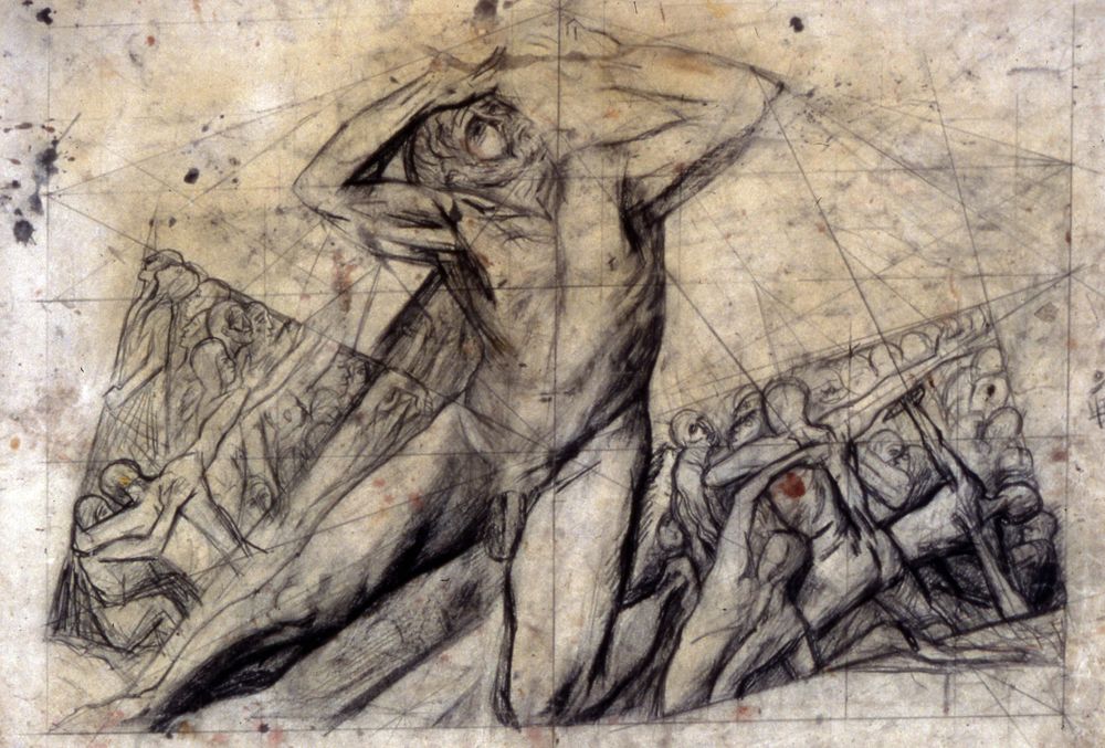 Study for central panel, Prometheus Mural - by José Clemente Orozco