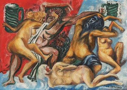 Mexica Parnassus with Pulqueria Catrinas - by José Clemente Orozco