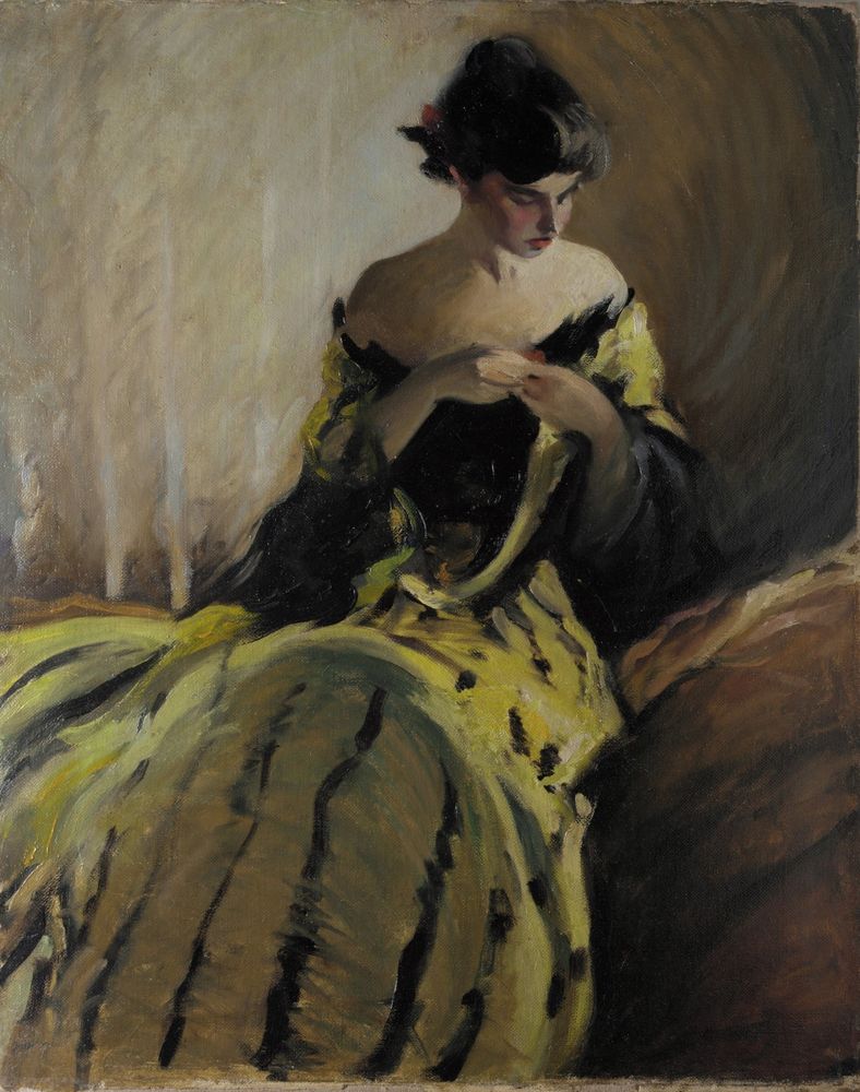 Study in Black and Green (Oil Sketch) - by John White Alexander