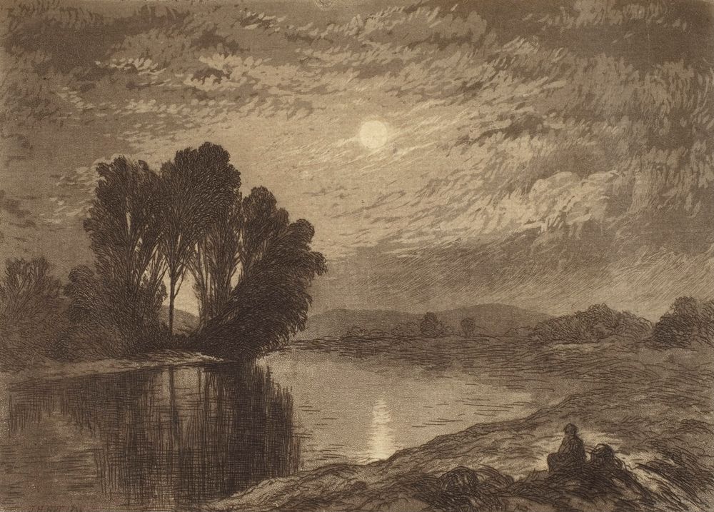 Moonlight on the Androscoggin - by John Henry Hill