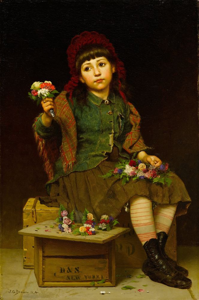 Buy a Posy - by John George Brown