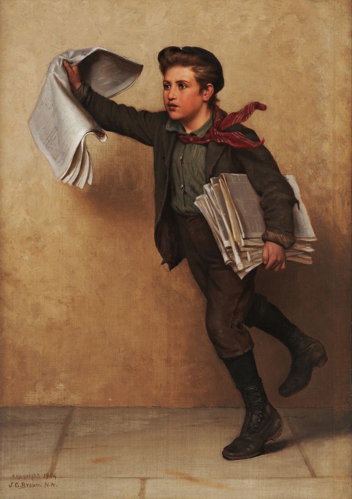 Extra, Extra (The Paper Boy) - by John George Brown