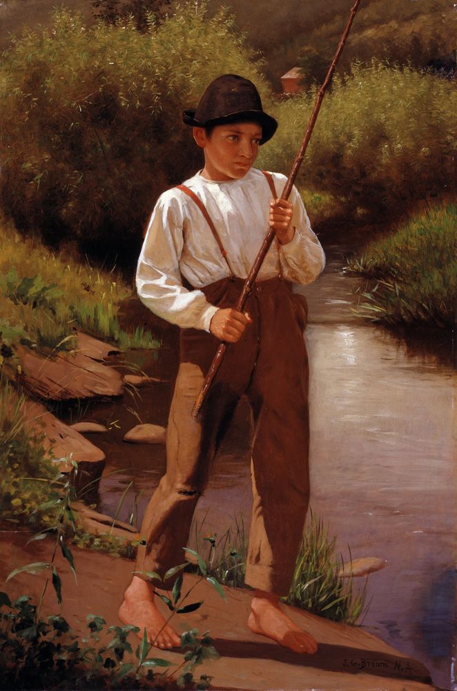 Boy Fishing - by John George Brown