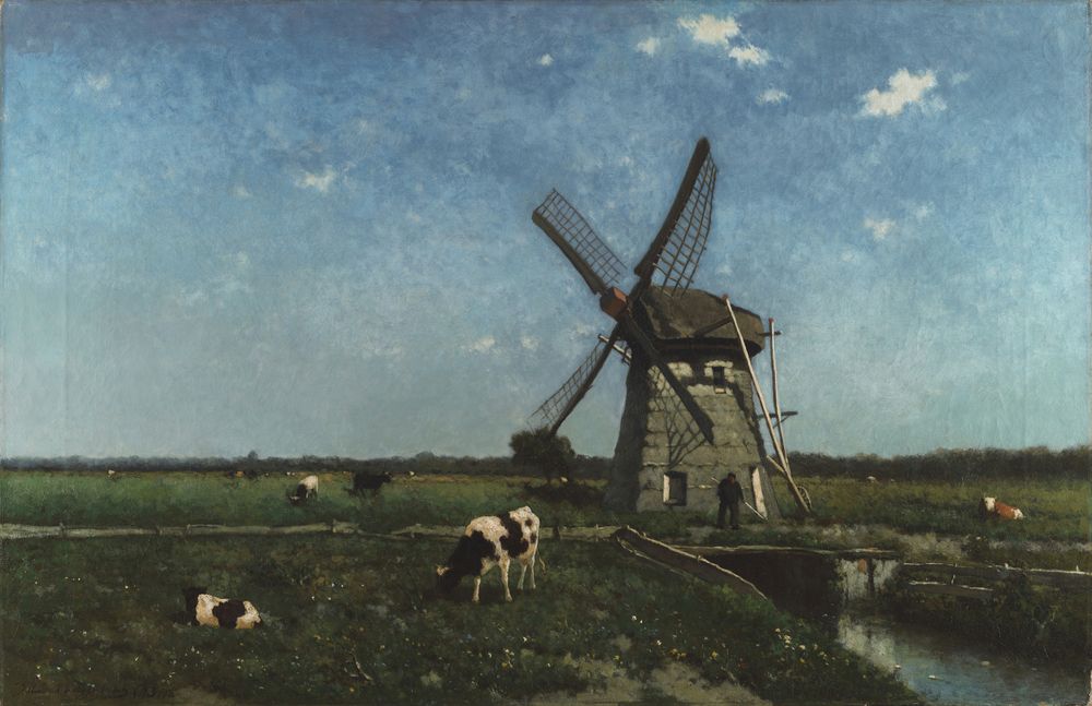 Landscape with Windmill near Schiedam - by Johan Hendrik Weissenbruch