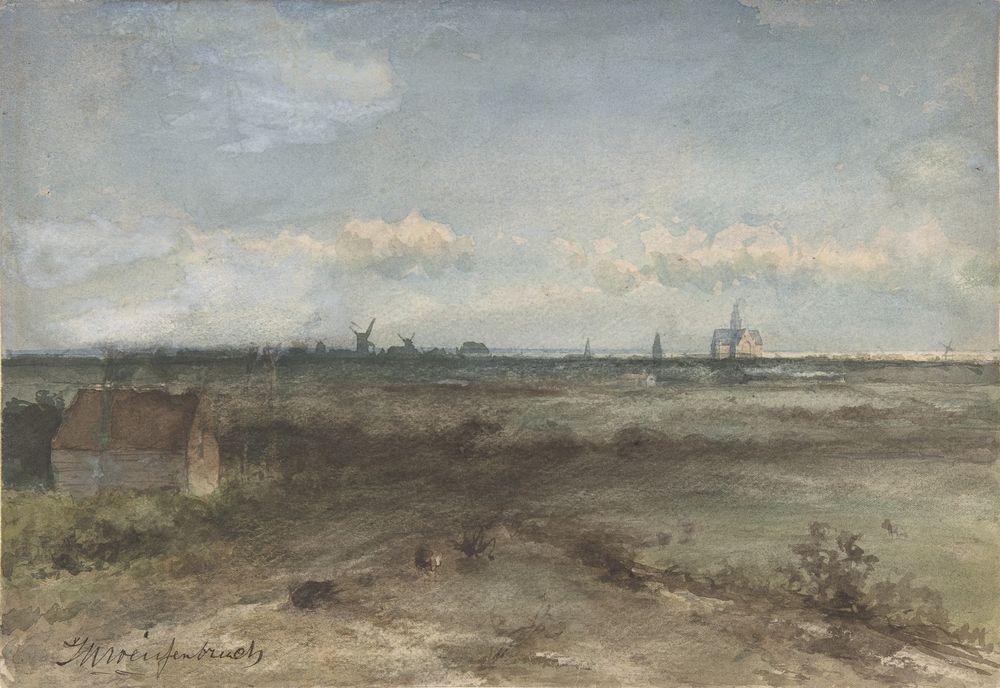 View of Haarlem from the Dunes - by Johan Hendrik Weissenbruch