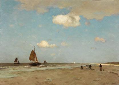 Beach scene - by Johan Hendrik Weissenbruch