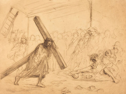 Christ Carrying the Cross (fourth plate) - by Jean-Louis Forain