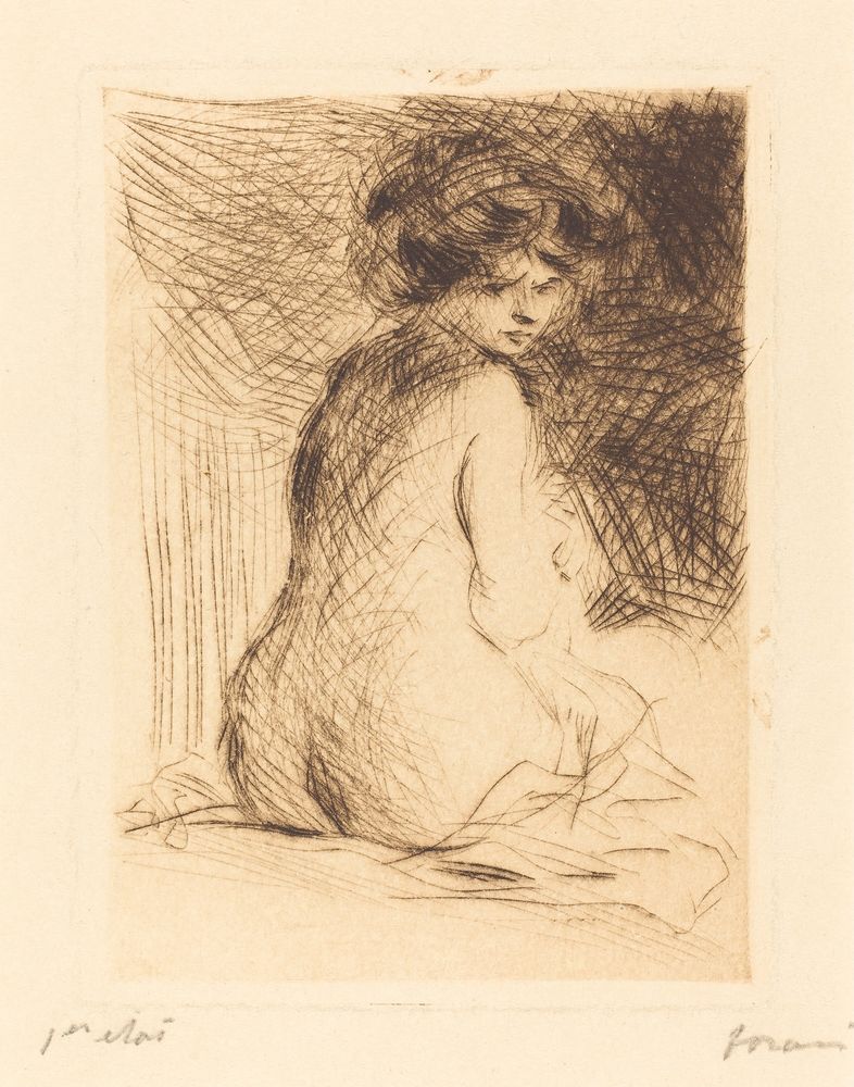 Nude Woman Seen from the Back - by Jean-Louis Forain