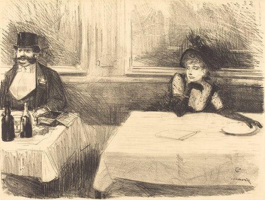 At the Restaurant - by Jean-Louis Forain