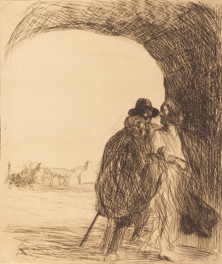 The Meeting under the Arch (third plate) - by Jean-Louis Forain