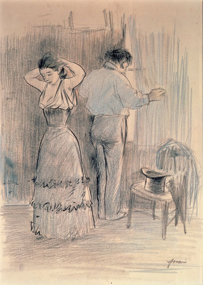 Two Figures Back to Back - by Jean-Louis Forain