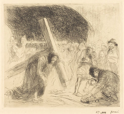 Christ Carrying the Cross (seventh plate) - by Jean-Louis Forain