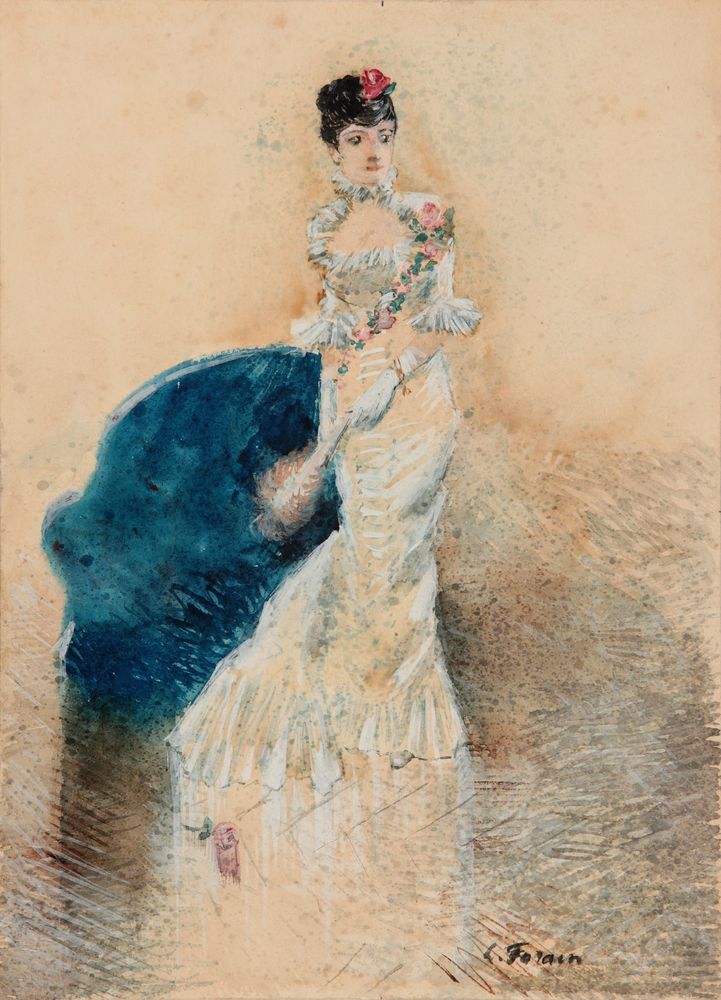 Young Woman in Blue - by Jean-Louis Forain