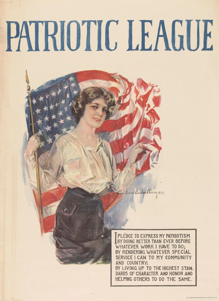 Patriotic League / I Pledge to Express My Patriotism by Doing Better Than Before Whatever Work I Have to Do ... - by Howard Chandler Christy